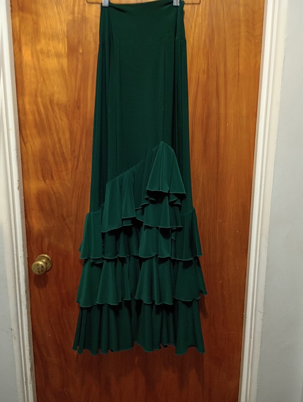 Anna Deep Green Flowing Maxi Skirt